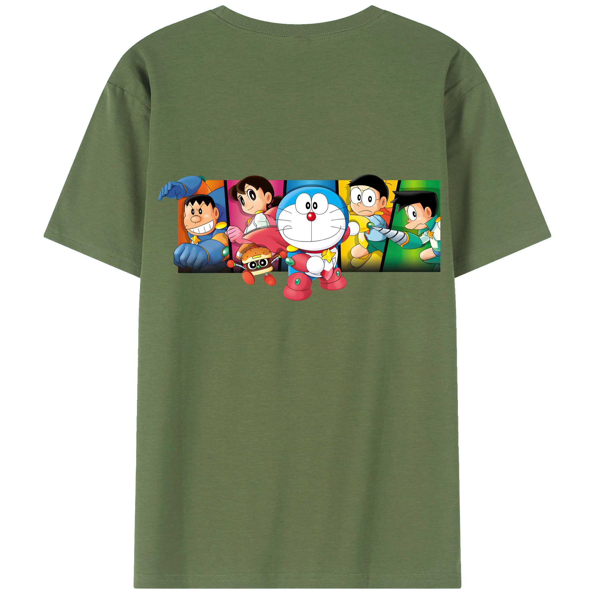 （画像用） ドラえもん Doraemon 綿100％ メンズ半袖Tシャツ（バックプリント） 通気性